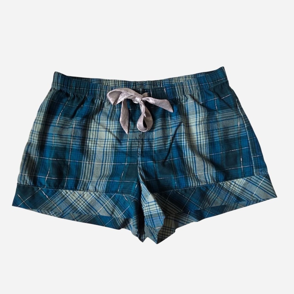 Victoria's Secret blue plaid pajama shorts.